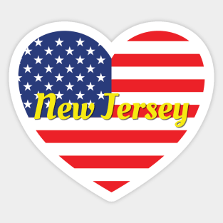 New Jersey American Flag Heart Sticker